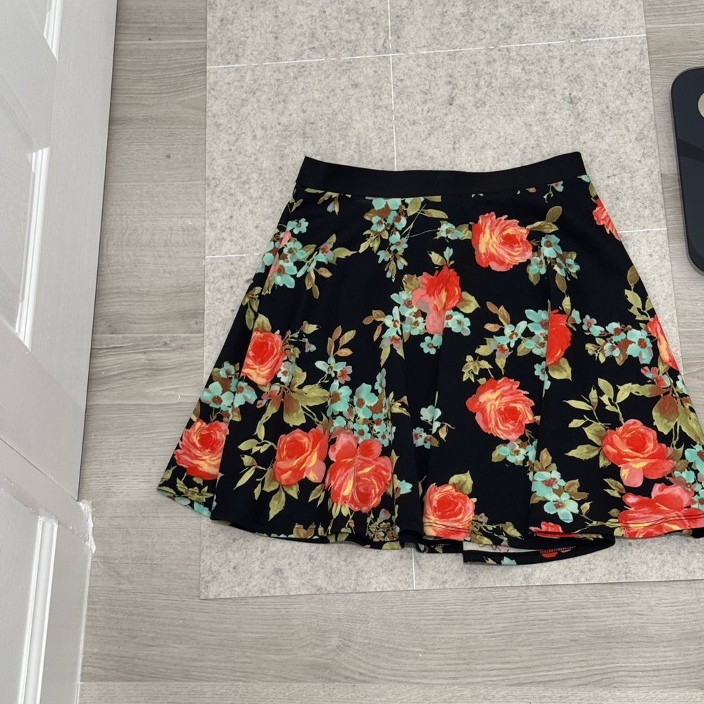 Floral Black Skirt